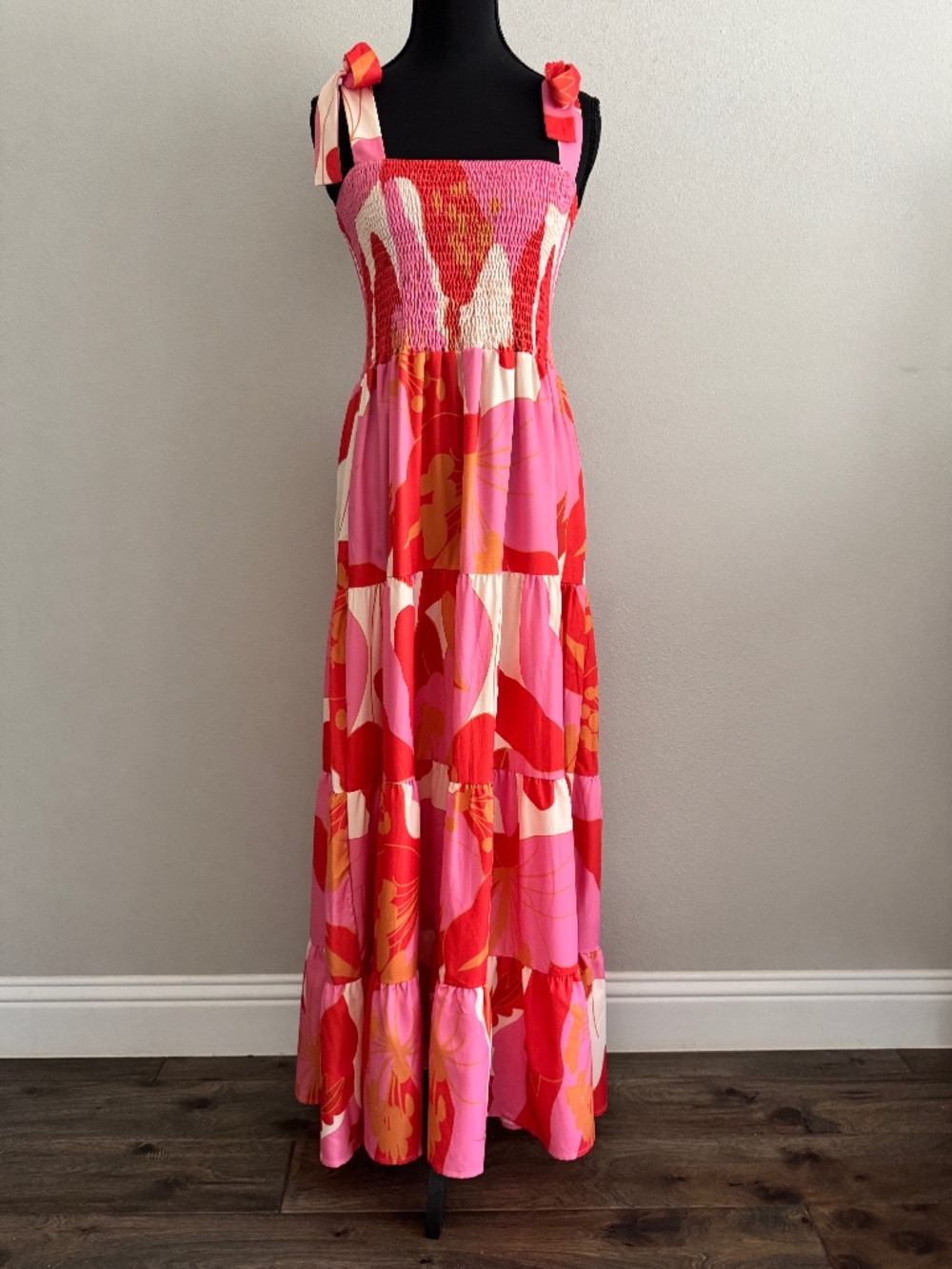 Kinstell Women's Summer Boho Tie-Strap Maxi Dress in Medium